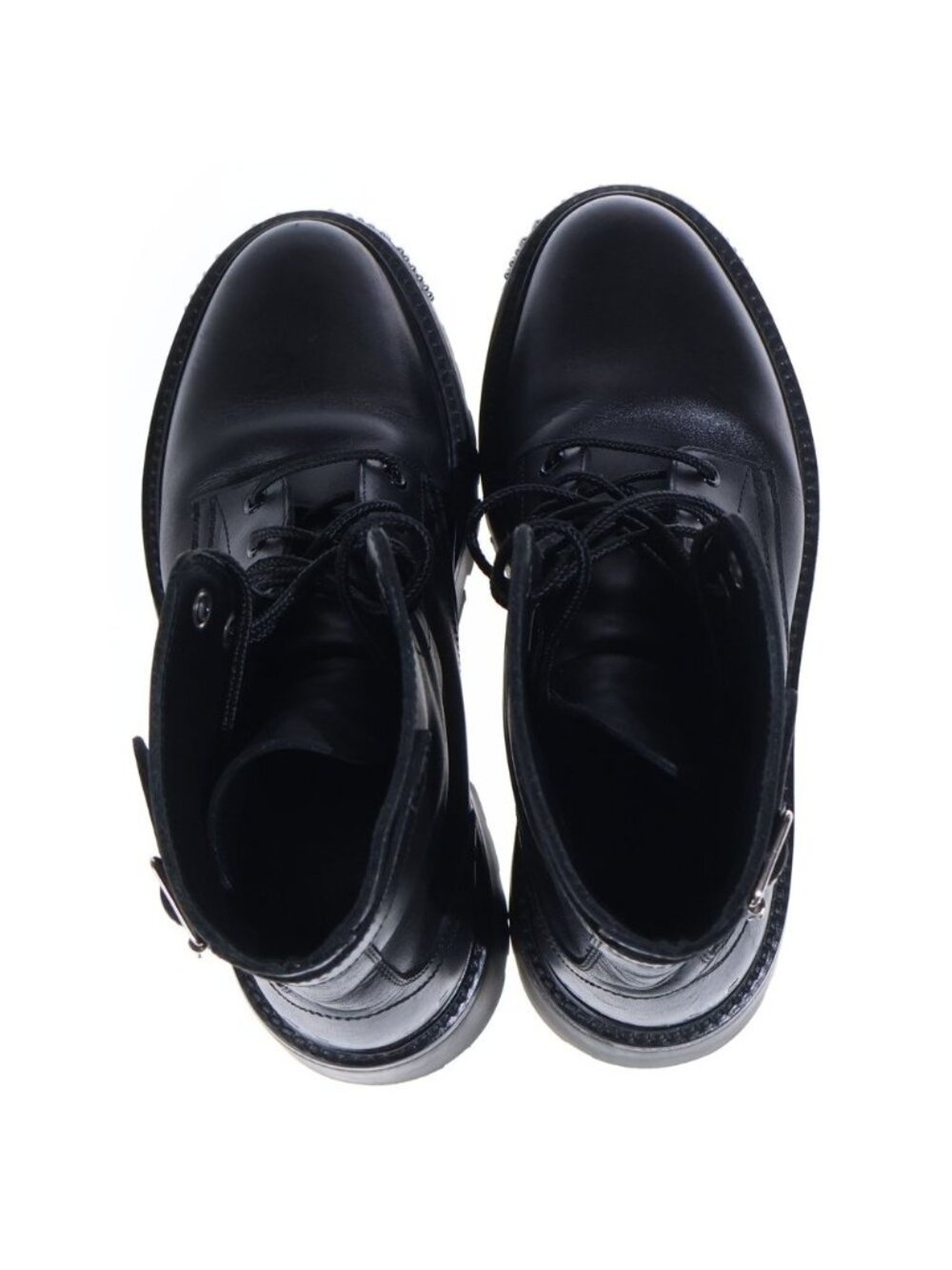 Celine Bulky Studded Logo Leather Lace Up High Cut Shoes Short Boots Black - Picture 4 of 6